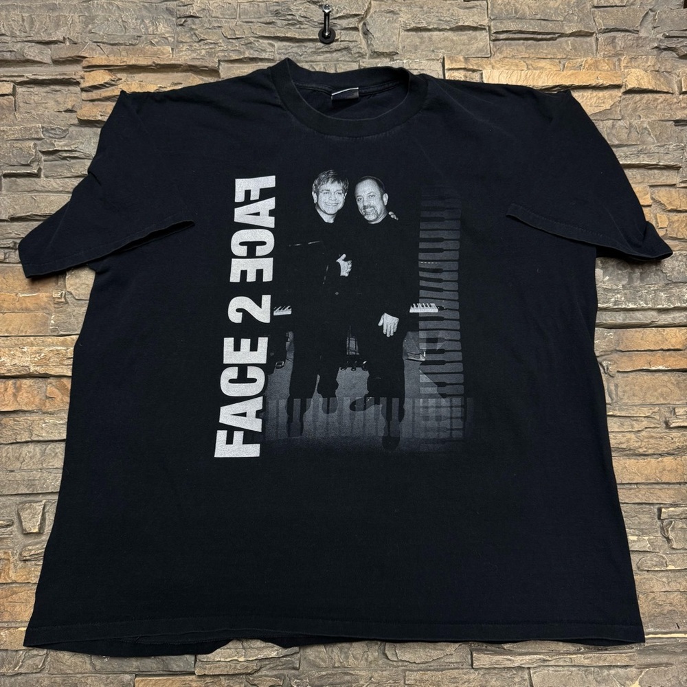 Vintage Elton John Billy Joel Face To Face Tour Shirt Men’s 2XL XXL 2002 Black